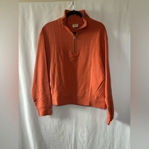 PACT Organic Cotton Terry Quarter Zip Sweatshirt Orange Womens Large NWT